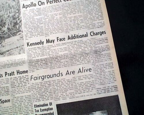 CHAPPAQUIDDICK VORFALL Mary Jo Kopechne & Senator Ted Kennedy 1969 Zeitung - Bild 1 von 5