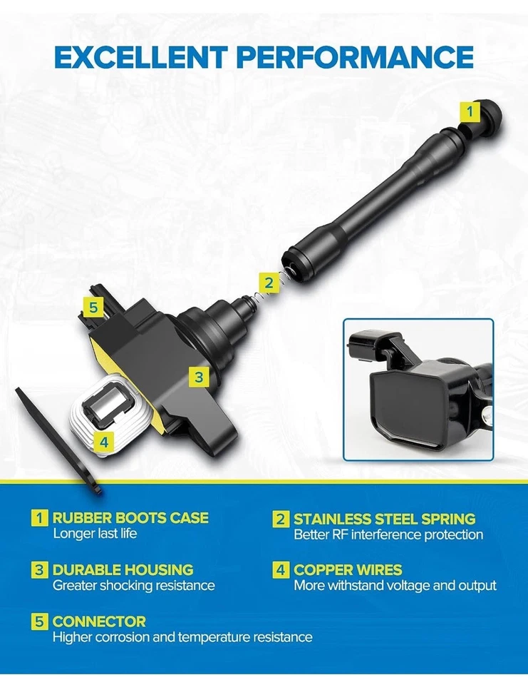 6X Bobina de encendido para Dodge Jeep Mitsubishi 3.7 V6 UF270 56028138 Foto 3 de 4