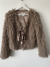 Max Studio Super Soft Faux Curly Wool Tie Front Jacket Size S 8-10 Vgc