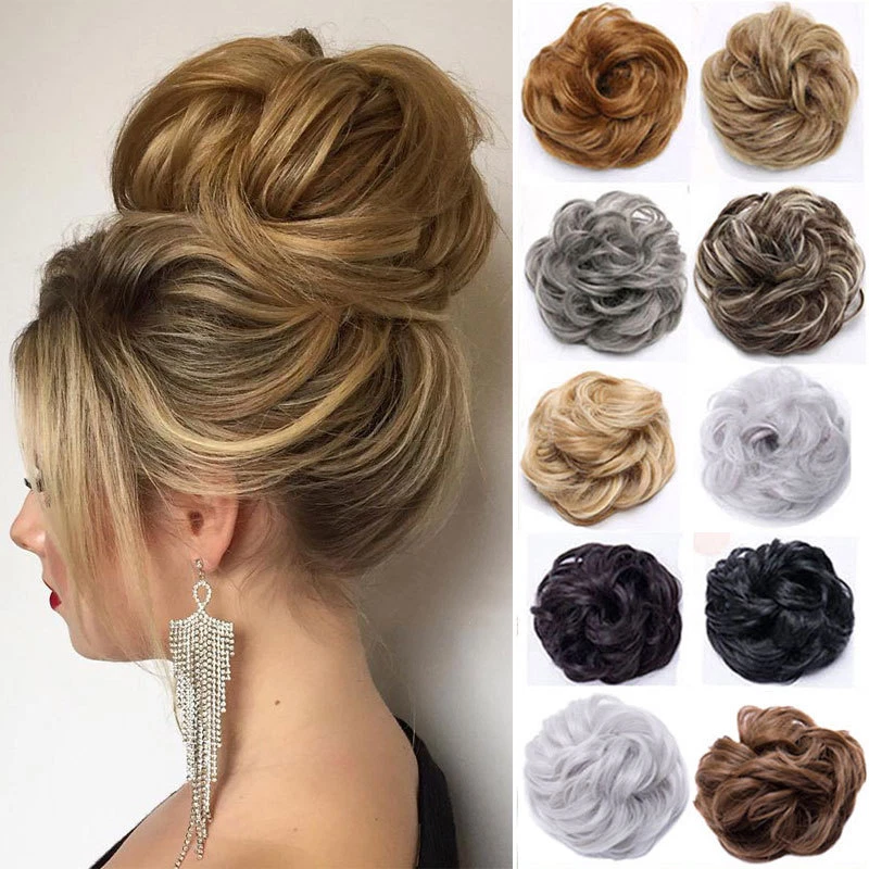 Real Natural Curly Messy Bun Hair Piece Scrunchie Thick Fake Hair Extension * Real Natural Curly Messy Bun Hair Piece Scrunchie Thick Fake Hair Extension *