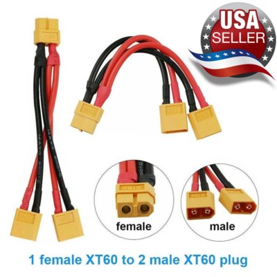 Amass XT60 Parallel Y Splitter Adapter Cable Extension 14AWG 3.35'' USA