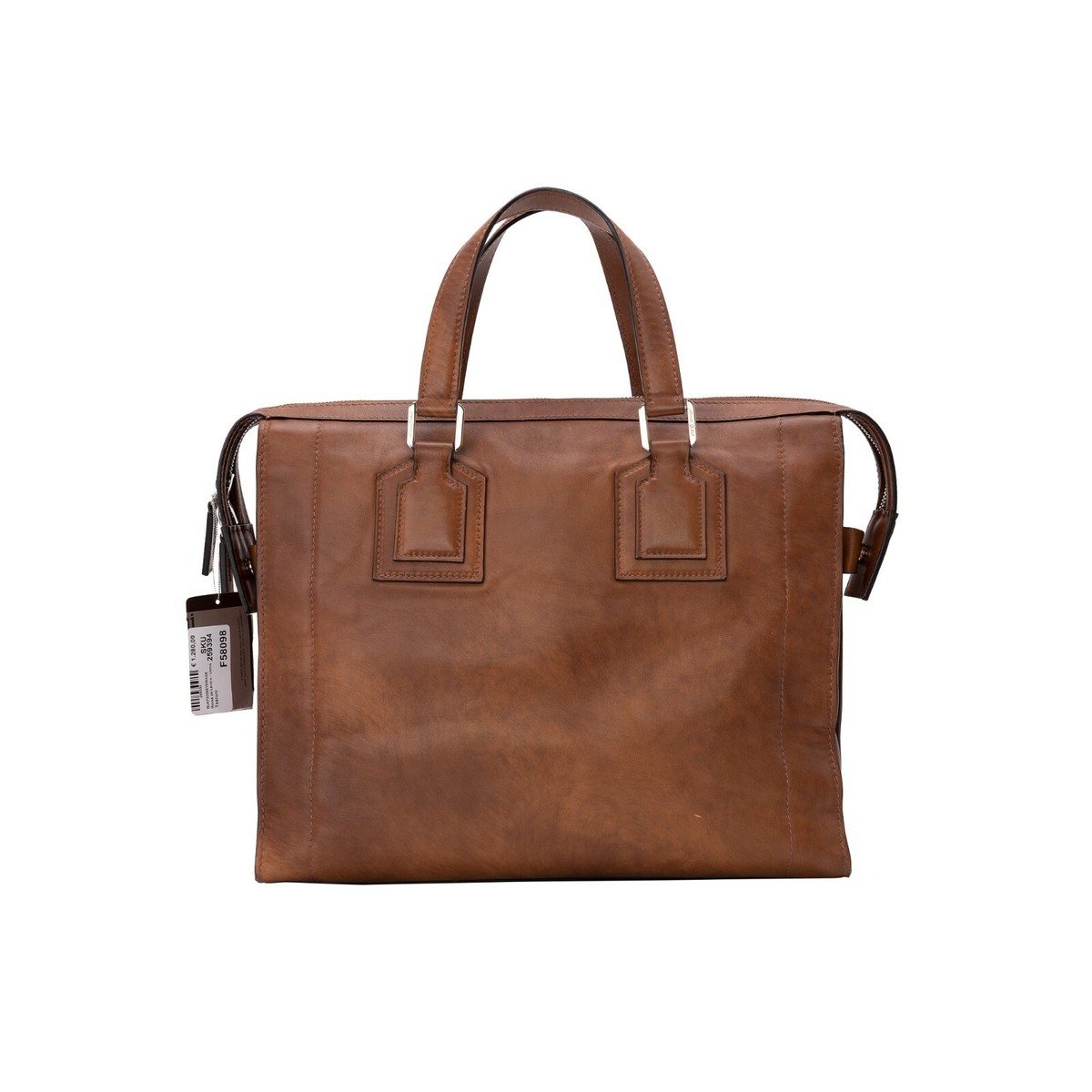 $1590 Testoni Bologna Briefcase PC Case Handbag Coffee TAMPONATO