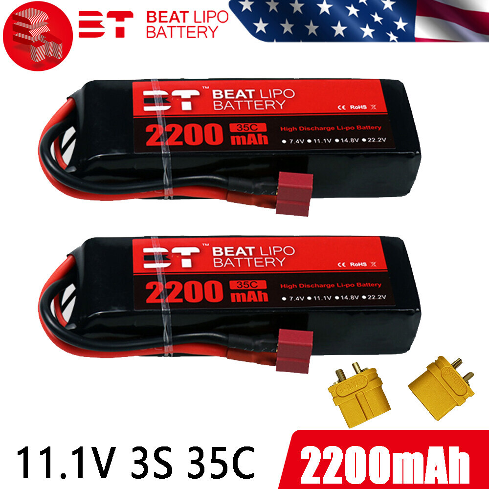 2x 3S Lipo Battery Pack 2200mAh 11.1V 35C Deans for RC Plane Heli Car Truck Boat
