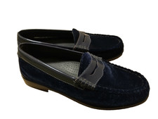 NWOB Weejuns G.H. Bass Women's Navy Velvet Leather Lining Outsole Penny Shoes 8