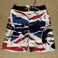 2010 Vans Sex Pistols Board Shorts Size 30 Rare Surf Swim Trunks Punk NEW NWT