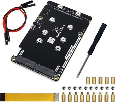 Dual M.2 NVMe SSD HAT for Raspberry Pi 5, M.2 Adapter AI HAT 2 Slots NAS RAID