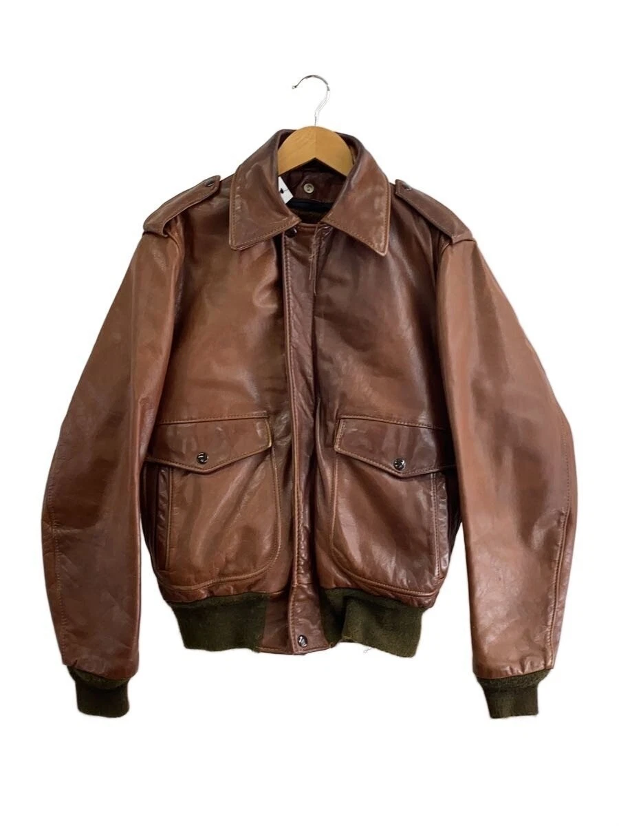 Chaqueta de vuelo Schott 38 cuero marrón liso