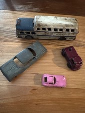 Vintage Pressed-Tin Friction Greyhound  Bus and other cars