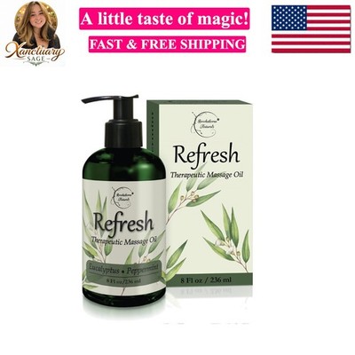 Refresh Massage Oil for Massage Therapy with Eucalyptus & Peppermint Essentia...