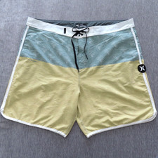 Hurley Board Shorts Men 40 Green Pescado Beachside Swim Trunks Surf Beach 7 Inch