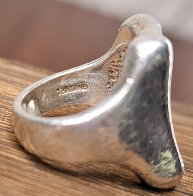 Chunky Rounded Rectangular 925 Silver Ring Size 5… - image 5