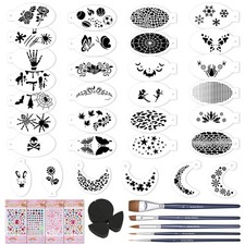 45pcs Face Paint Stencils Kits,Including 32pcs Reusable Face Painting Stencil...