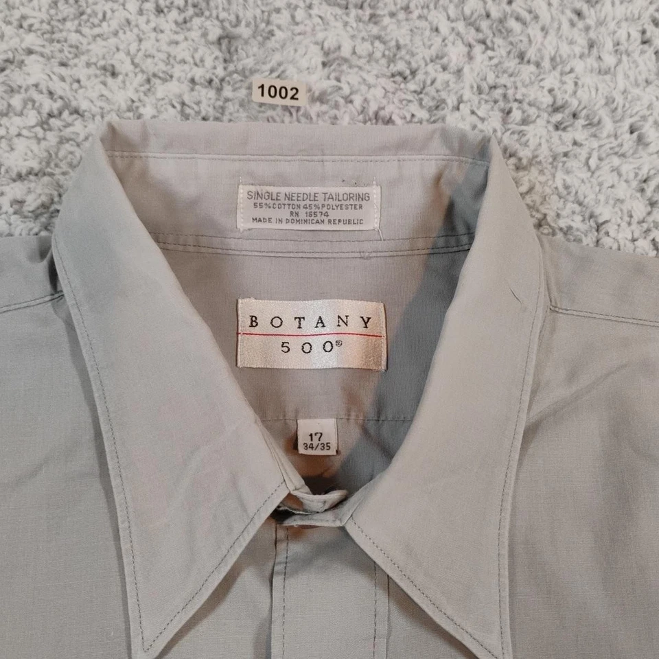 Рубашка мужская Botany 500 17 34/35 серая с длинным рукавом платье на пуговицах передний карман - Изображение 3 из 4