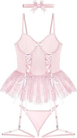 Women's Lingerie Set Sexy Underwire Lace Up Corset Rave Outfits Babydoll