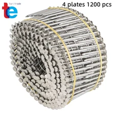 15 Degree Wire Coil 1-1/4 .09 Ring Shank Stainless Steel Siding Nails 1200Pcs US