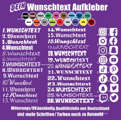10cm Wunschtext Aufkleber Auto Boot Name Schriftzüge Sticker Rad eigener Text TV - Bild 1 von 4