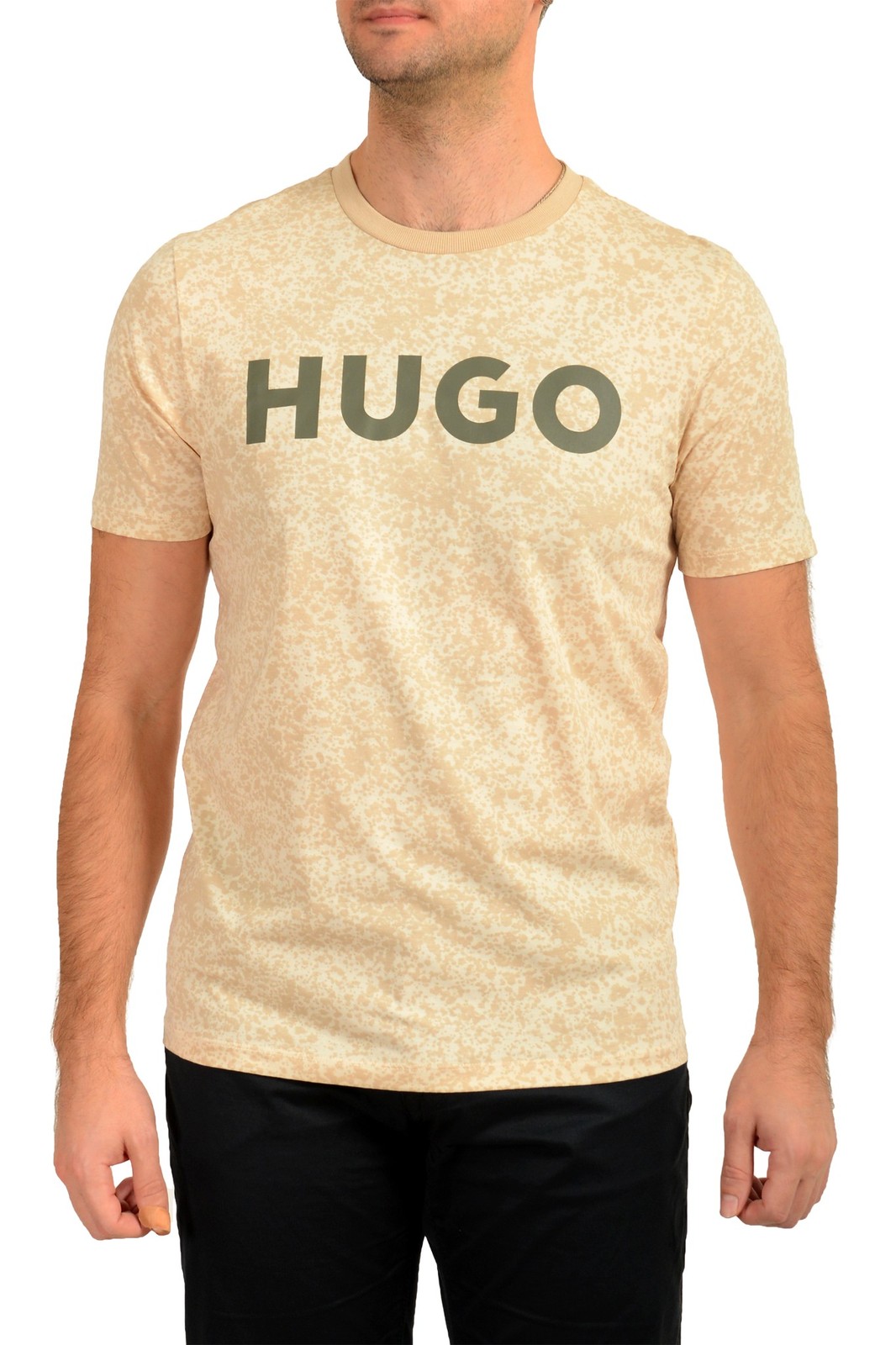 Мужская футболка с коротким рукавом Hugo Boss бежевого цвета с логотипом Dandell US L IT 52 9390₽