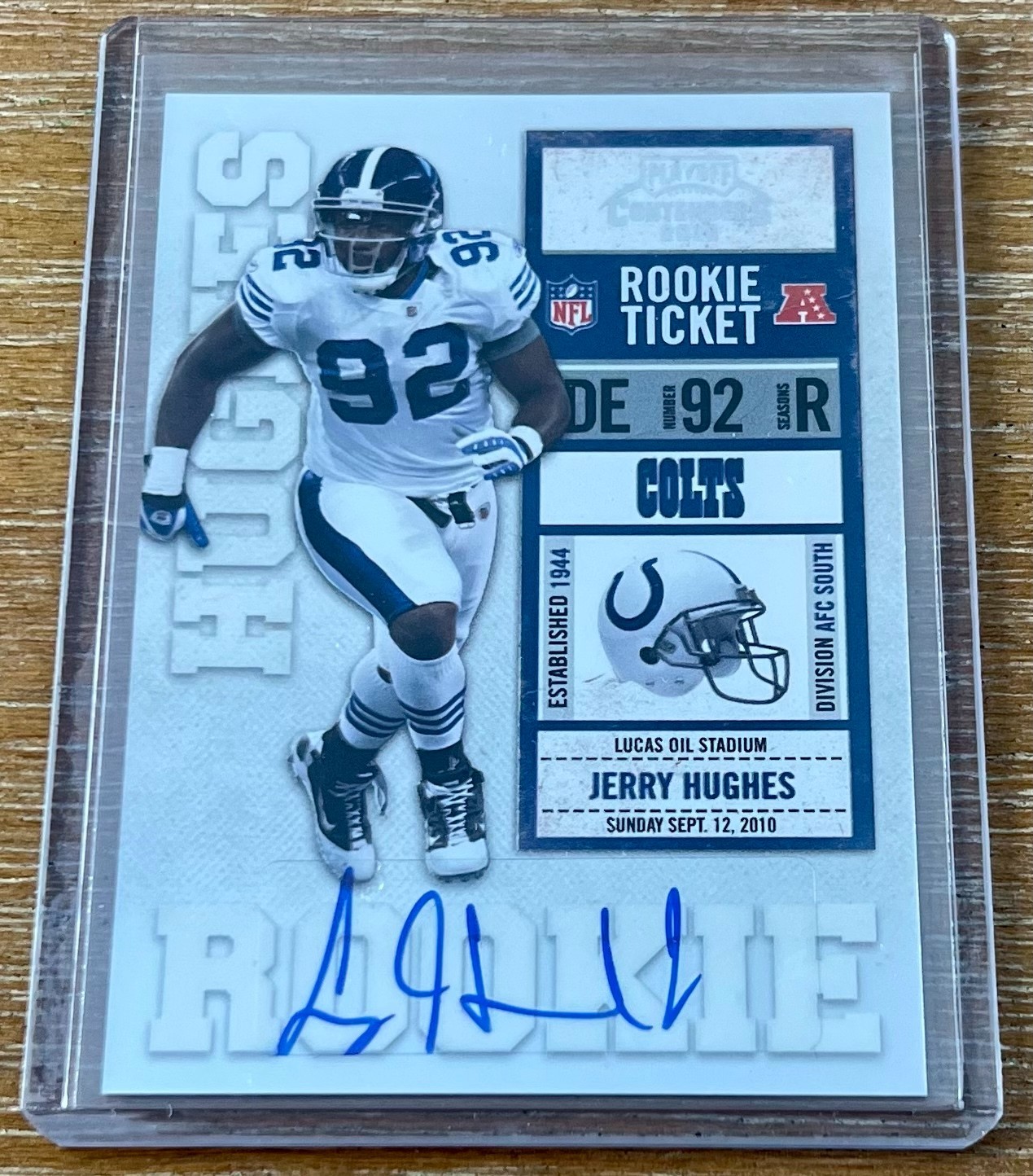 JERRY HUGHES 2010 Panini Contenders ROOKIE TICKET AUTO AUTOGRAPH RC ! COLTS !