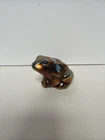 Fenton Iridescent Carnival Glass Frog Figurine Hand Painted signed J. Cutshaw