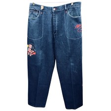 Platinum FUBU Muhammad Ali Jeans Mens 40x32 Blue Rare Vintage Baggy Hip Hop
