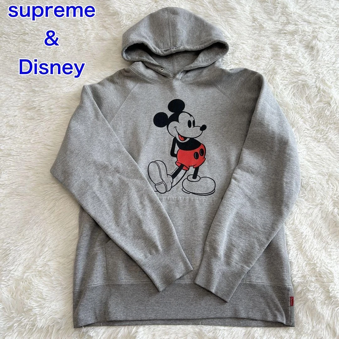 Sweat à capuche homme Supreme M Mickey Mouse gris iconique streetwear rare occasion limitée