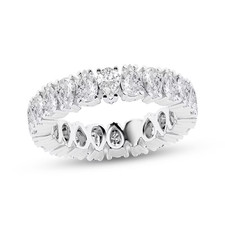 3.00Ct Pear Cut Natural Diamond Wedding Ring 14K Solid White Gold Eternity Band