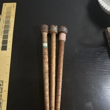 Antique Hard Wood Yarn Spools Spindles Threads 3 Qty Sewing Yarn Crafts Spool