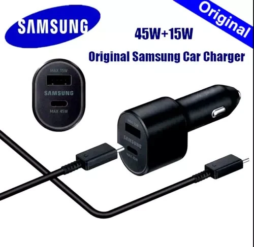 Original New Samsung 45W 2 Ports Super Fast Charging Dual Car Charger with Cable - product detail image 2