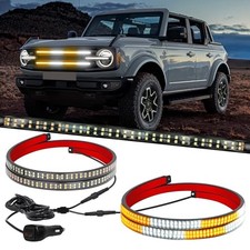 Grill Strobe Lights Strip 2PCS 31 Inch Amber White 360 LED Emergency Flashing