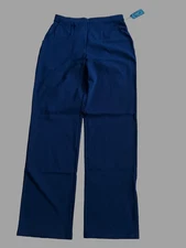NEW LL BEAN Women's Navy Straight Leg Cotton Stretch Pants, Size S M Tall