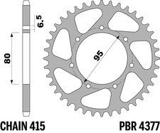 STEEL CROWN 38 TEETH FOR POLINI MINICROSS X1 / X3 / X5 50 1998 > 2008 P. 415