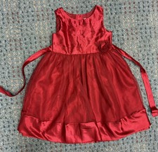 Girl  s Sweet Heart Rose Red Holiday Tulle Dress - Tie Back - Size 6x