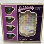 Vintage Iridescent 8 Piece Federal Glass Company Snack Set In Original Box