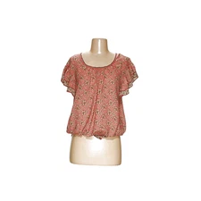 Max Studio Orange Floral Blouse - Women's L