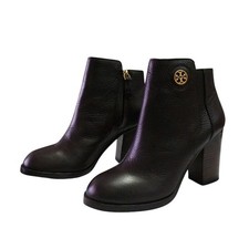 Tory Burch Junction Botines Mujer 6.5 Cuero Tacón Bloque Logo Cremallera Botines