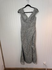 Madeline Gardner New York Womens Silver Sequins Mother of The Bride Dress Size 2