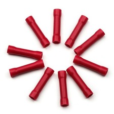 10pcs Red Fully Insulated 22-16AWG Wire Crimp Butt Connectors Splice Terminals