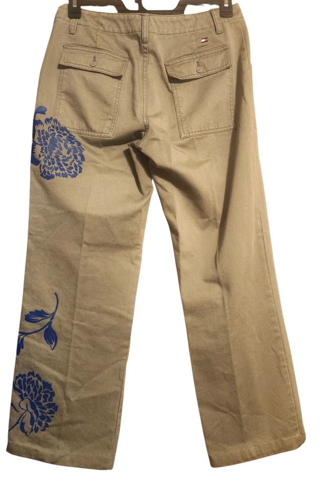 Tommy Hilfiger Vintage Y2K Womens Sz 8 Chino Pants Floral Olive Green EUC - Image 2 of 4