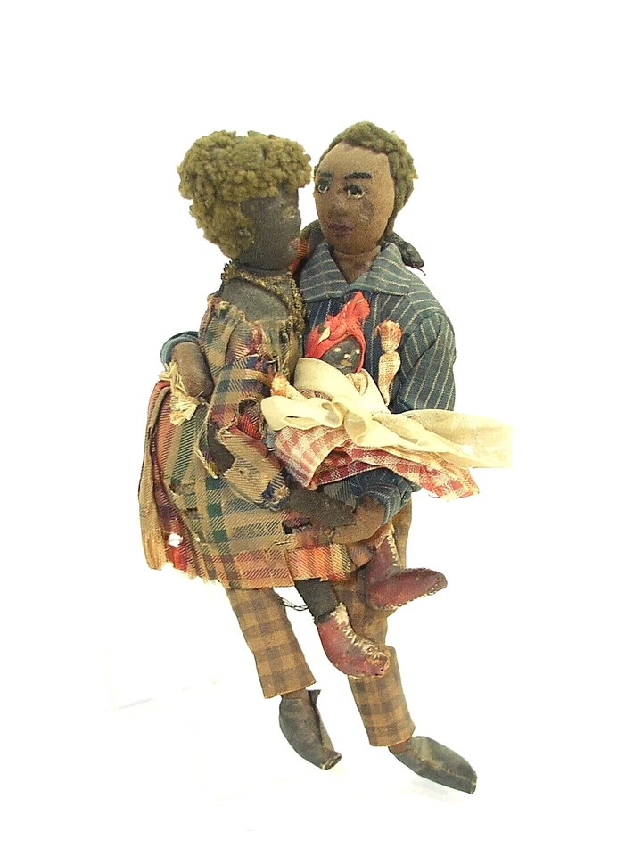 RARO Antiguo Americano REAL Arte Popular Muñecas Grupo Familiar. AAFA ORIGINAL.circa 1800 Foto 3 de 4