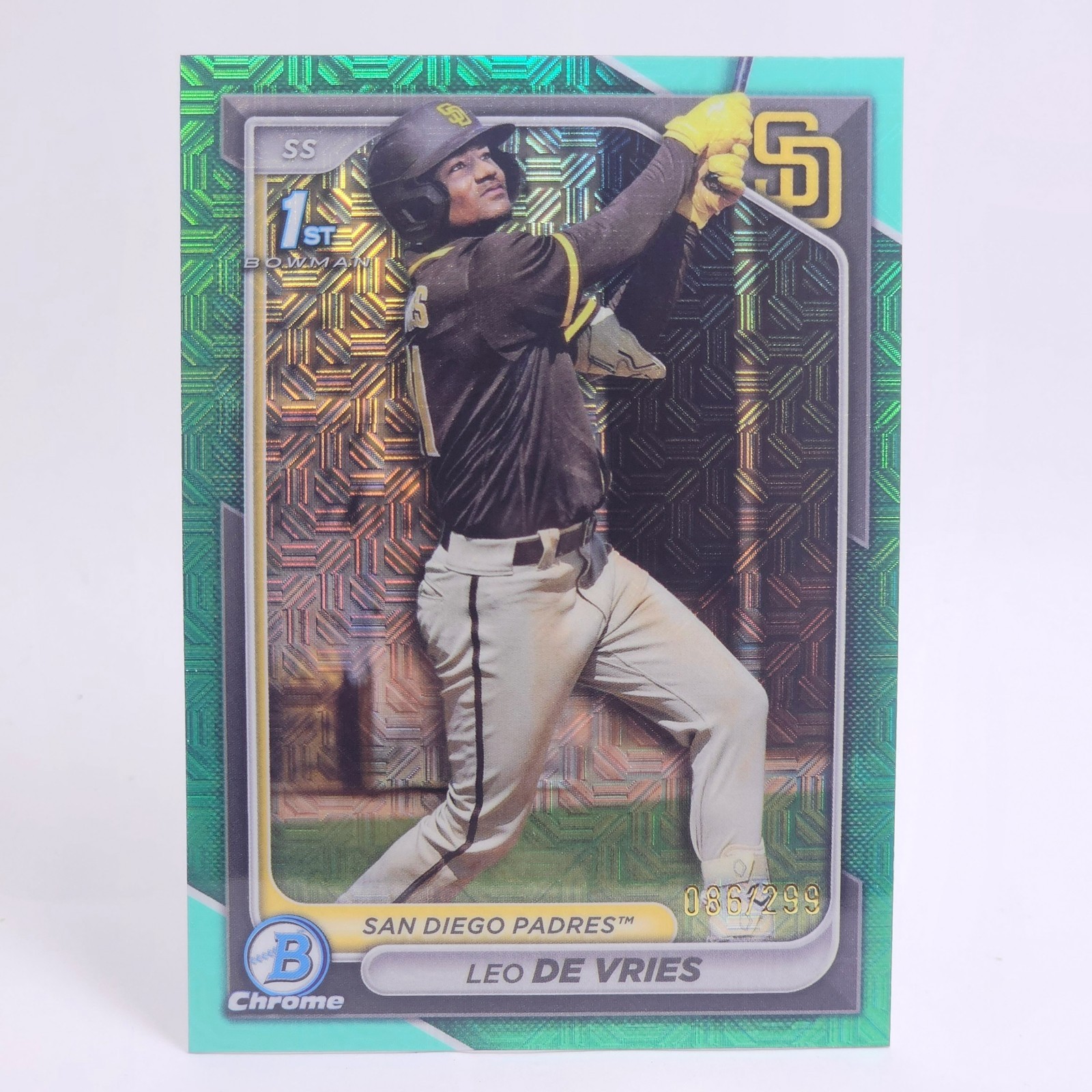 Leo De Vries 2024 Bowman Chrome Aqua Mojo Refractor #BCP-179 /299 (1st Bowman)
