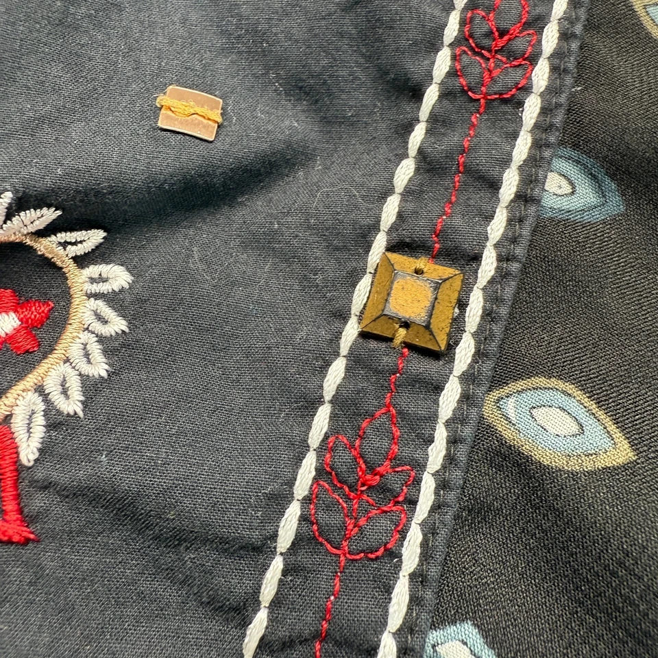 Top Westbound Mujer Negro Rojo Paisley Fluido Manga Larga Algodón Túnica Talla S Foto 4 de 4