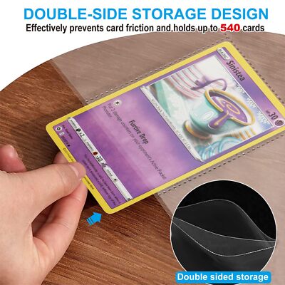 pokemon pocket card sleeves 9 540-Pocket Card Sleeves & Binder Sheets – 9-Pocket Pages For Trading Cards (Sports, Pokemon, Yugioh) Plastic Card Protector Specifically designed for standard Pokemon Scarlet Violet Iono Card