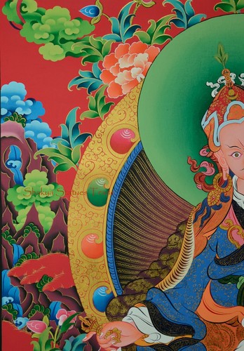 34.25" x 24" Guru Rinpoche Tibetan Buddhist Thangka/Thanka Painting from Nepal - Picture 5 of 10