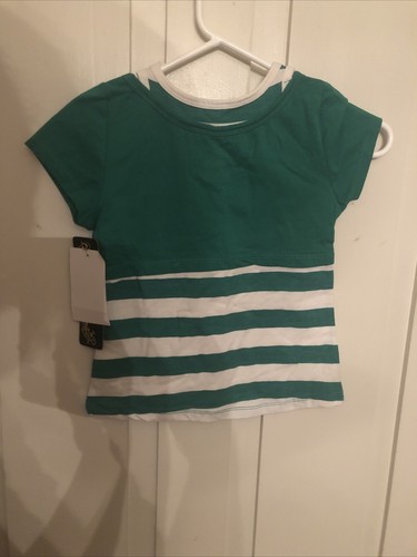Camiseta Verde y Blanca a Rayas La Meca Joven Niña Pequeña (4) Nueva con Etiquetas - Imagen 3 de 3