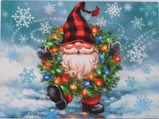 Set of 4 Hard Placemats w/Cork Back 12"x16" CHRISTMAS GNOME, Sophia's Home