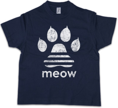 MEOW Kids Boys T-Shirt Miau Paw Cat Cats Kitty Kitten Love Sign Symbol Addicted