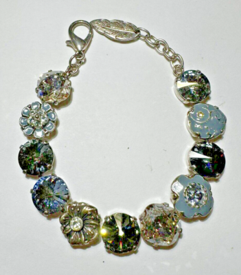 Isabelle de Millery Blue Enamel Rhinestone Flower 7.5