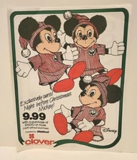 ADVERTISEMENT SHEET CLOVER STRAWBRIDGE CLOTHIER PLAYSKOOL DISNEY MICKEY MOUSE  