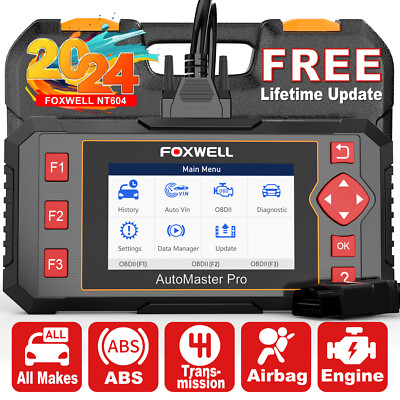 New FOXWELL NT604 Elite Diagnostic Scan Tool Car OBD2 Scanner ABS SRS Engine AT