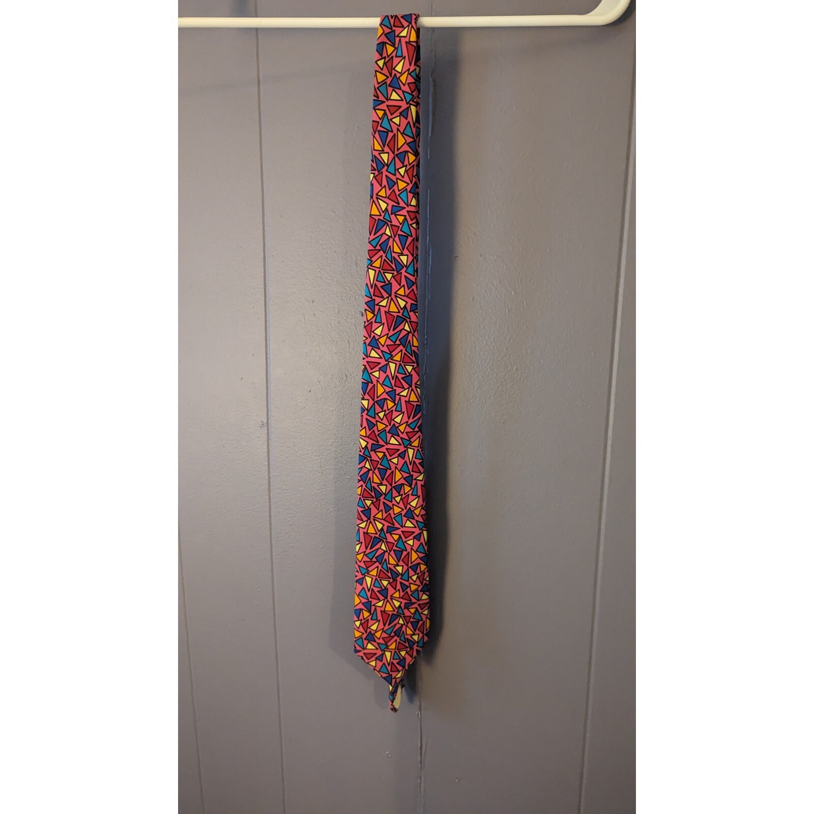 Esprit Geometric Bright Triangle Pattern Tie Pink… - image 3